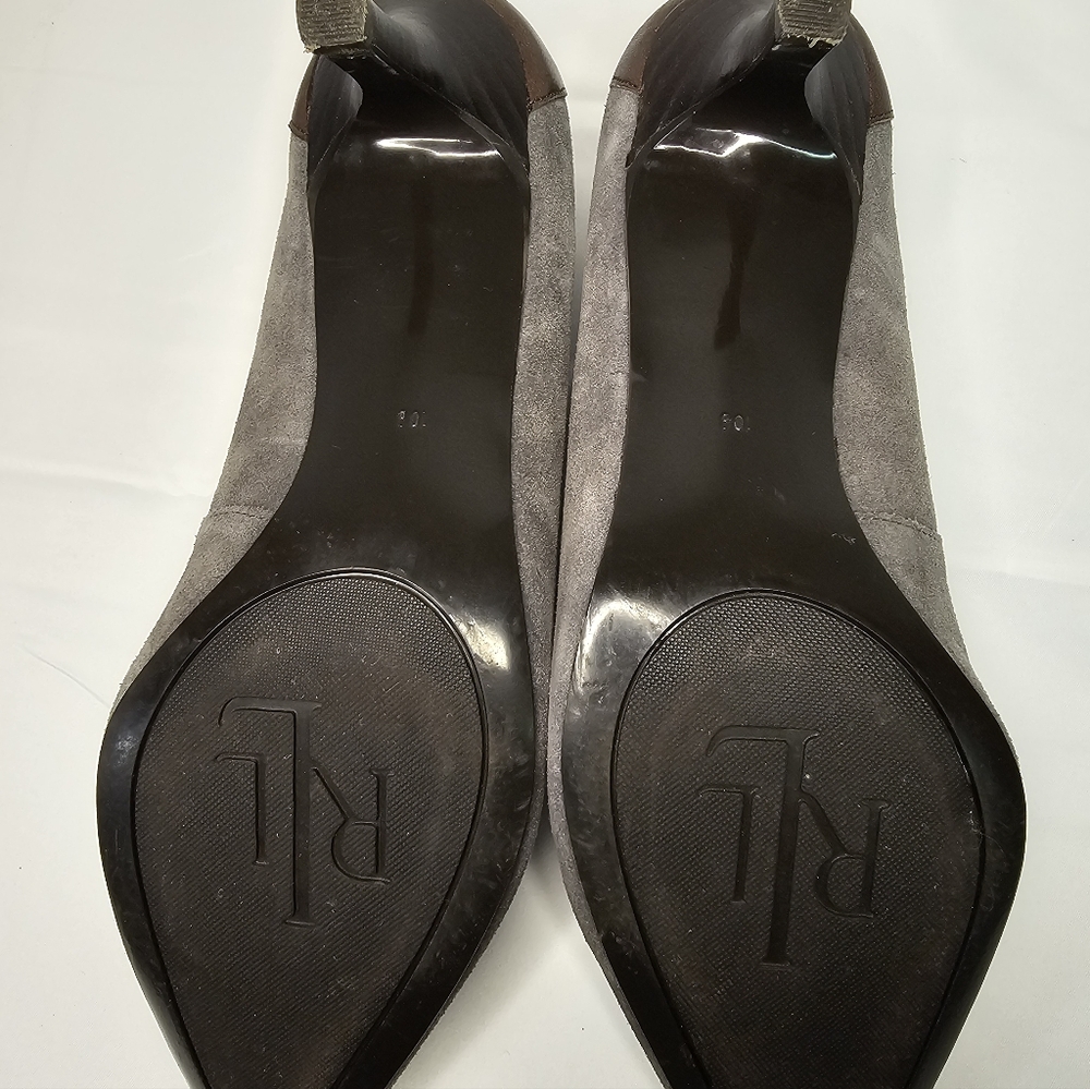 Ralph Lauren Edeena Grey Leather Suede Pumps Size 10 - Picture 8 of 8